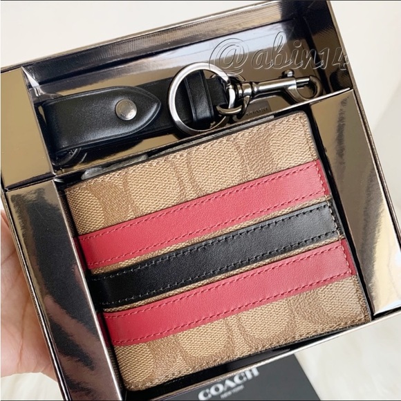 New Coach ID Billfold Wallet in Signature Leather Canvas with Key Fob Gift Box - Picture 2 of 8